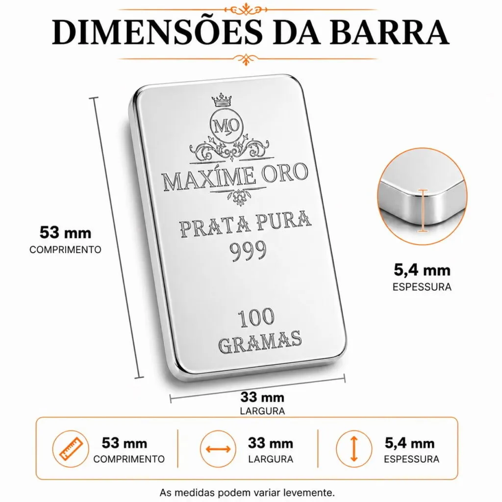 Barra Personalizada Leão de Prata Pura 100g (Ag999) - Imagem 5