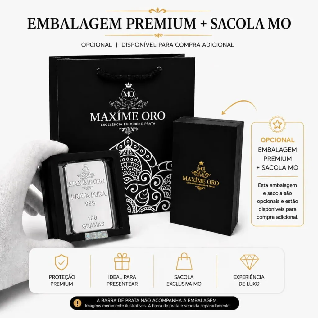 Barra Personalizada Leão de Prata Pura 100g (Ag999) - Imagem 6