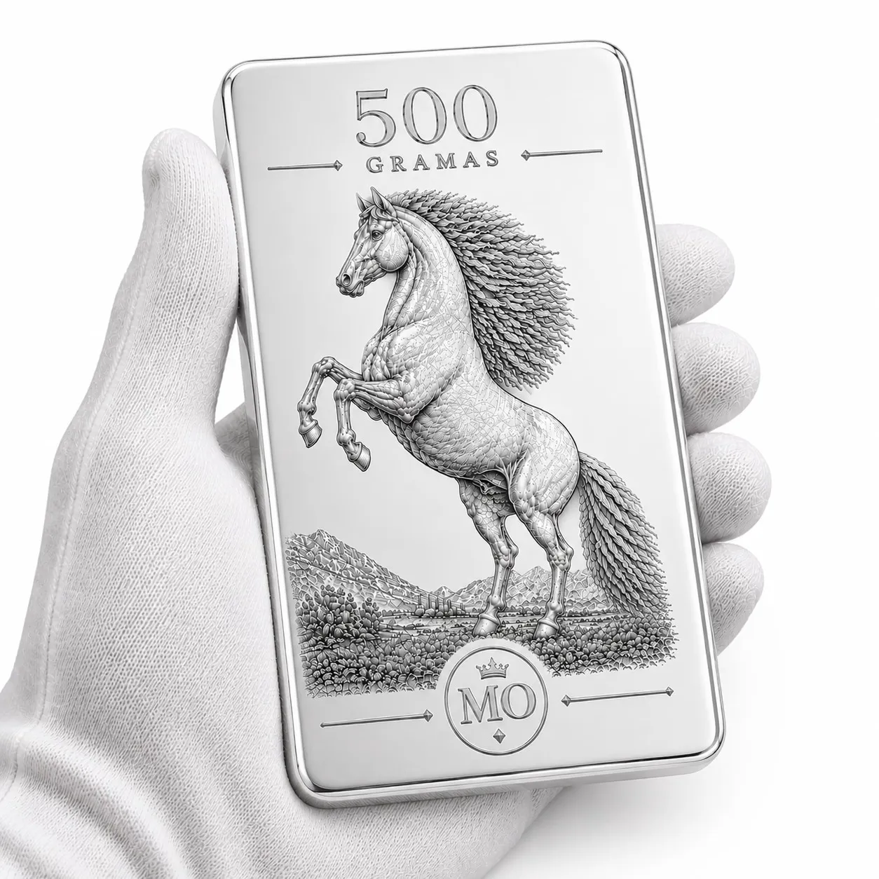 Barra Personalizada Cavalo de Prata Pura 500g (Ag999) - Imagem 2
