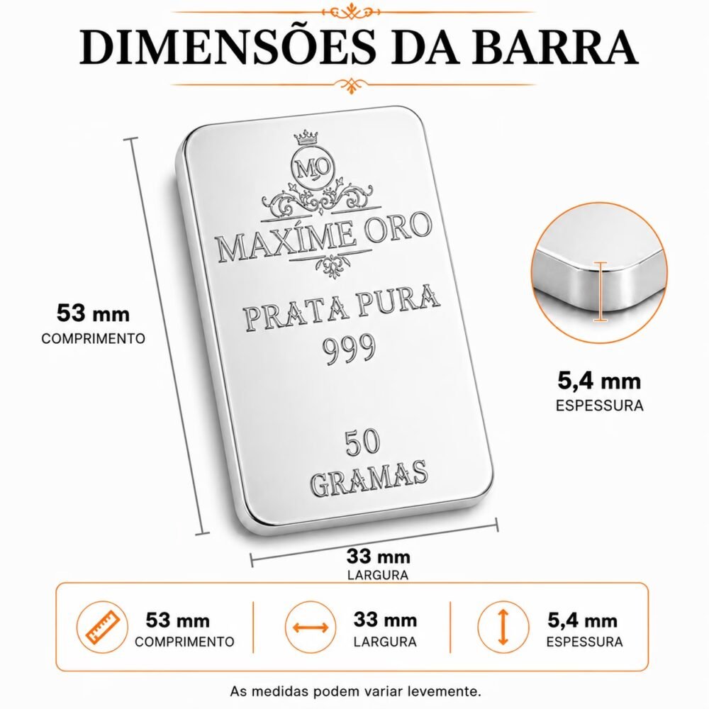 Barra Personalizada Águia de Prata Pura 50g (Ag999) - Imagem 3