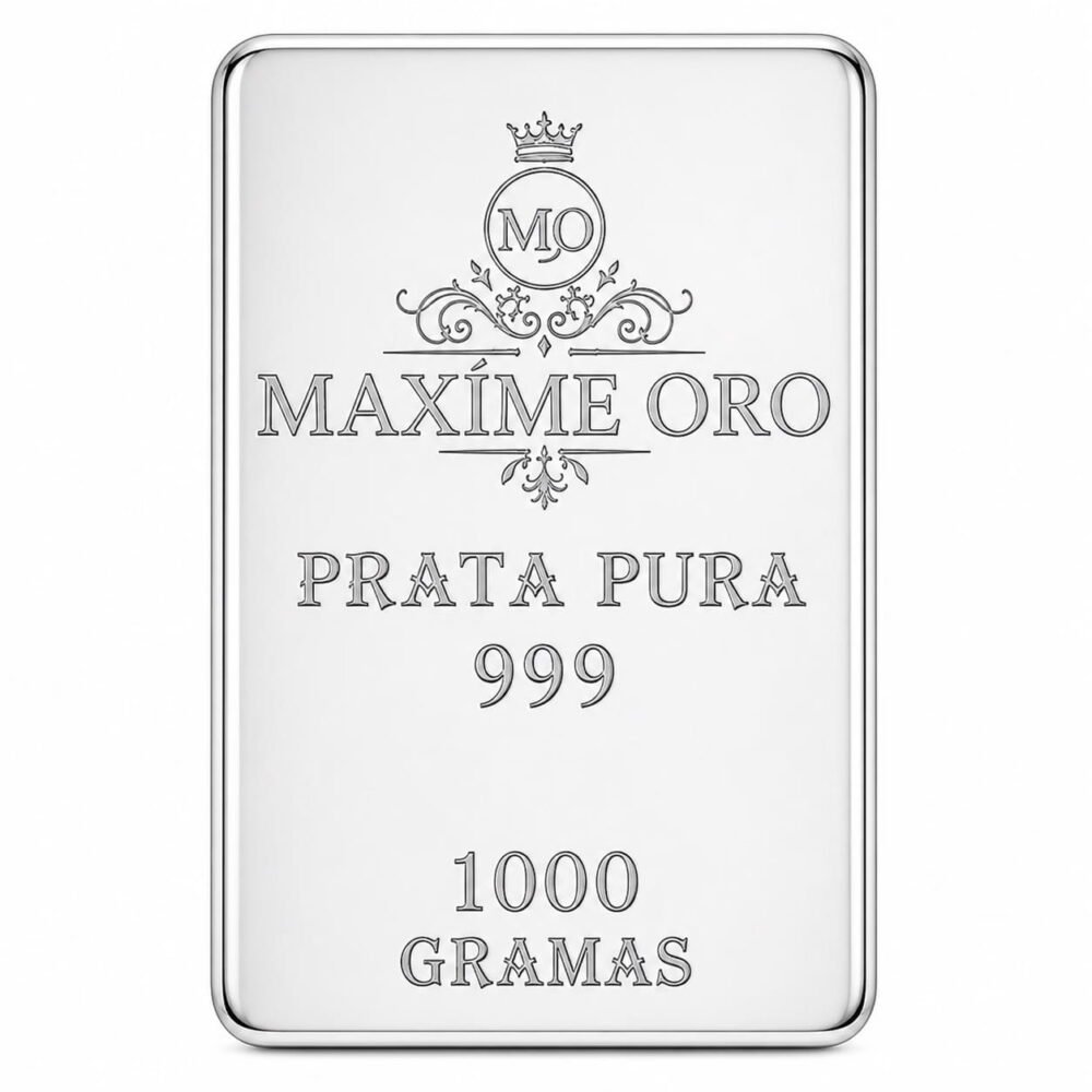 Barra de Prata Pura 1kg (Ag999) Certificada e Lacrada | Maxíme Oro