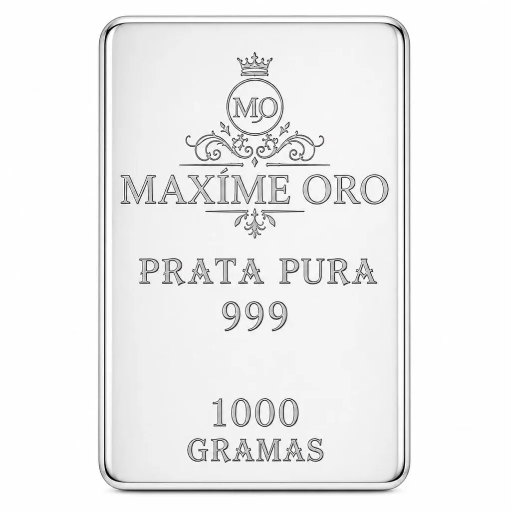 Barra de Prata Pura 1kg (Ag999) Certificada e Lacrada | Maxíme Oro