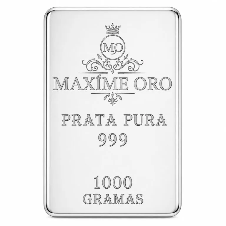 Barra de Prata Pura 1kg (Ag999) Certificada e Lacrada | Maxíme Oro