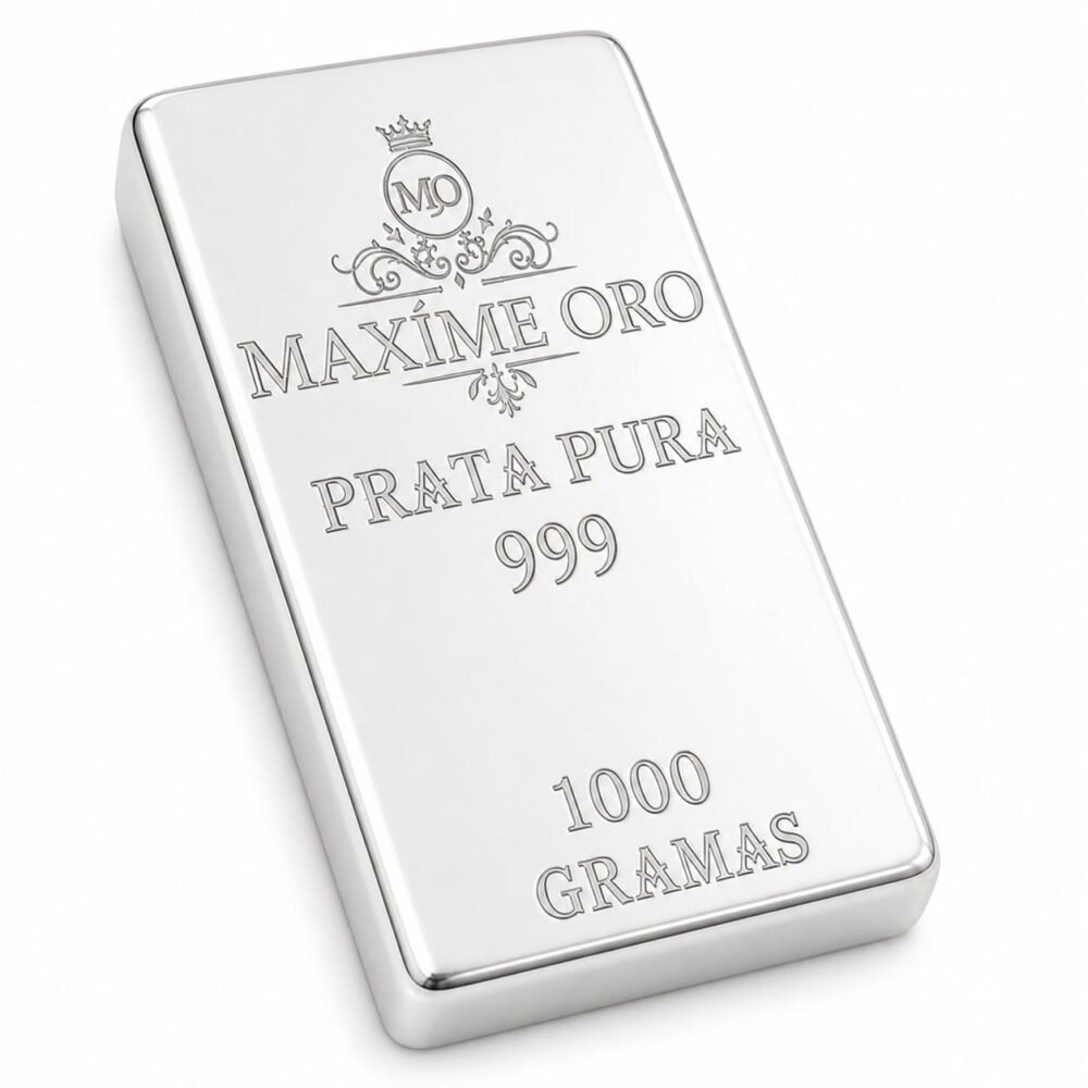 Barra de Prata Pura 1kg (Ag999) Certificada e Lacrada | Maxíme Oro