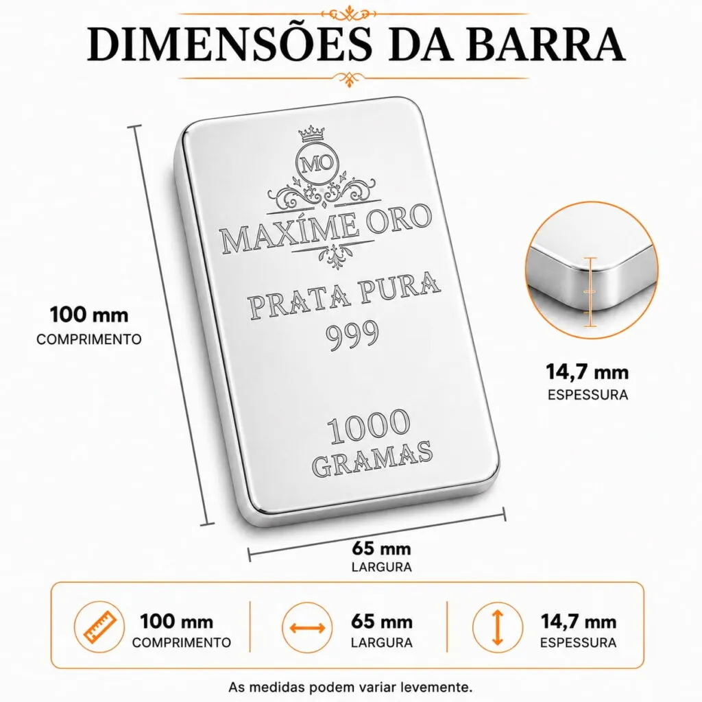 Barra de Prata Pura 1kg (Ag999) Presente Exclusivo - Imagem 4
