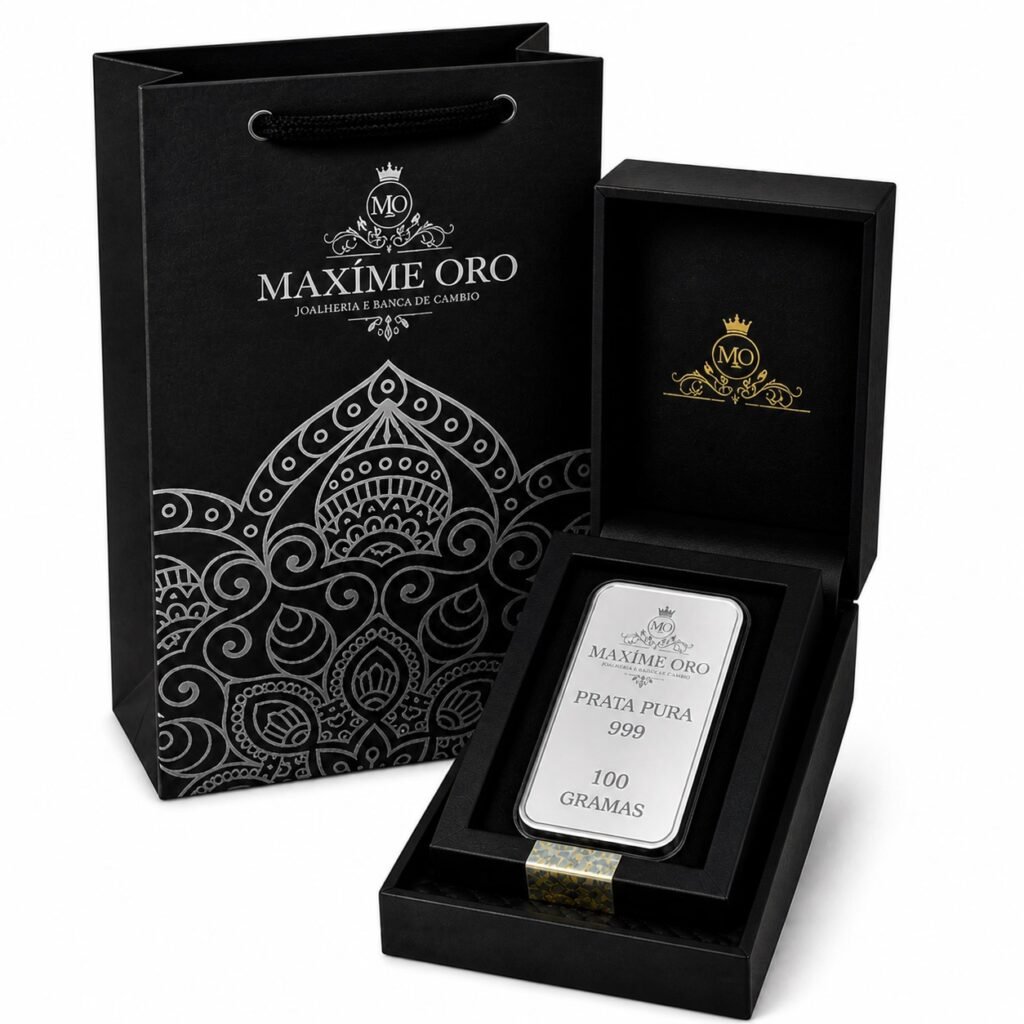 Barra de Prata Pura 100g (Ag999) Certificada e Lacrada | Maxíme Oro