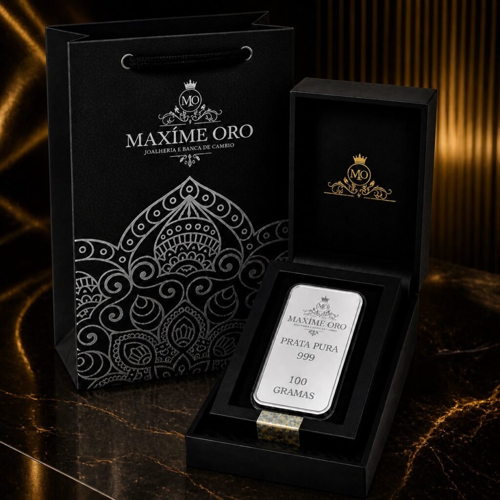 Barra de Prata Pura 100g (Ag999) Certificada e Lacrada | Maxíme Oro