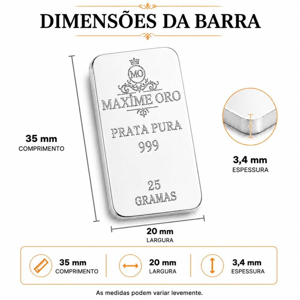 Barra de Prata Pura 25g (Ag999) Ideal para Presente - Imagem 3