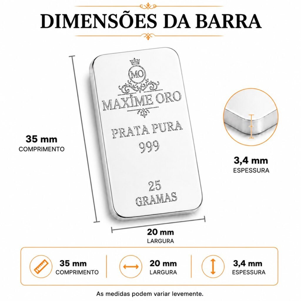 Barra de Prata Pura 25g (Ag999) Ideal para Presente - Imagem 3