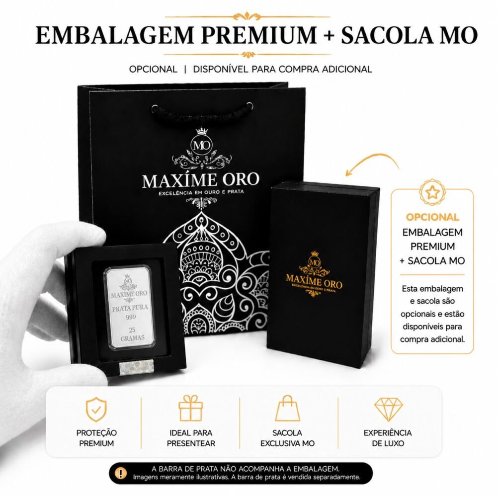 Barra de Prata Pura 25g (Ag999) Ideal para Presente - Imagem 4