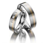 Par de alianças AC-13 ouro 18k diamantes 4,5mm da Maxíme Oro