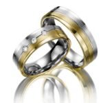 Par de alianças AC-34 ouro 18k diamantes 4mm da Maxíme Oro