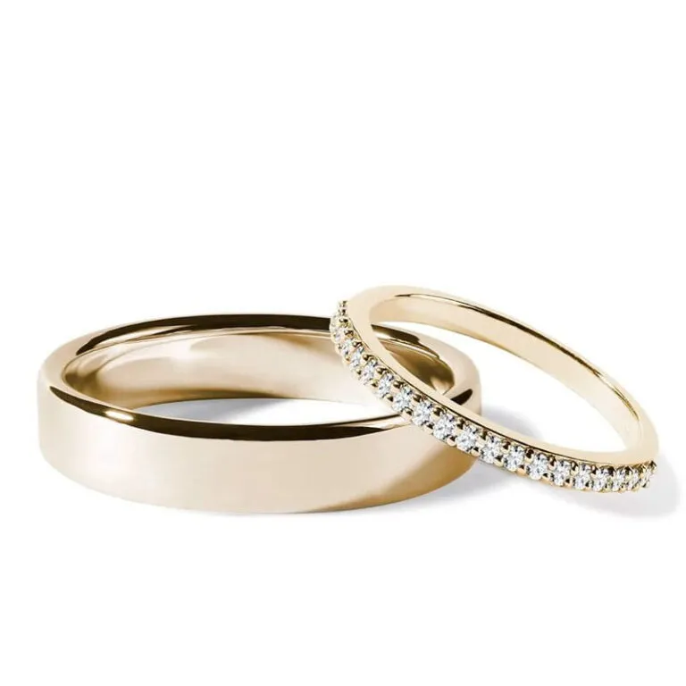 Par de alianças AS-26 ouro 18k diamantes da Maxíme Oro