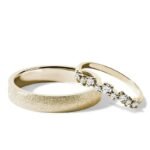 Par de Aliança em Ouro Amarelo 18k e Diamantes
