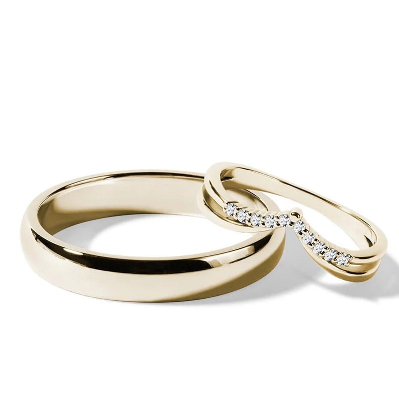 Par de Aliança em Ouro Amarelo 18k e Diamantes Par de alianças AF-16 ouro 18k diamantes da Maxíme Oro