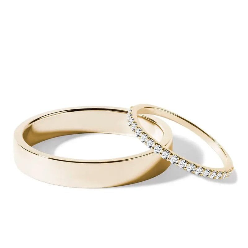 Par de Aliança em Ouro Amarelo 18k e Diamantes Par de alianças AS-38 ouro 18k diamantes da Maxíme Oro