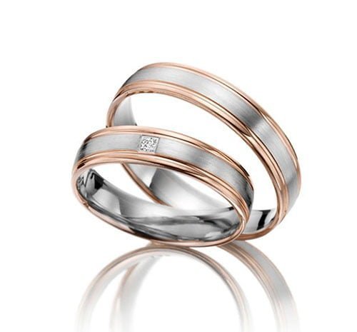 Par de alianças AC-42 ouro 18k diamantes 4mm da Maxíme Oro