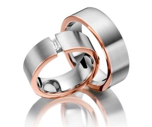 Par de alianças AC-18 ouro 18k diamantes 5mm da Maxíme Oro