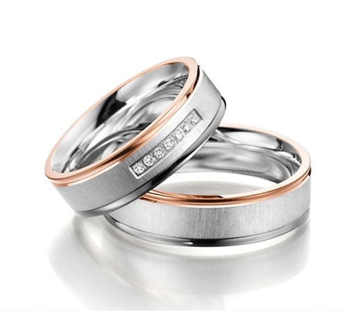 Par de alianças AC-20 ouro 18k diamantes 4,5mm da Maxíme Oro