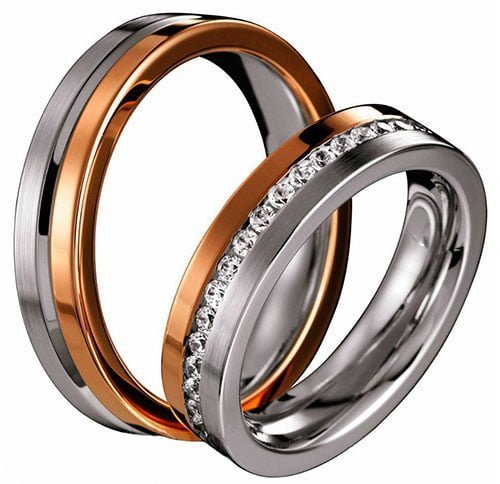 Par de alianças AC-52 ouro 18k diamantes 5mm da Maxíme Oro