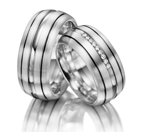 Par de alianças AC-29 ouro 18k diamantes 6mm da Maxíme Oro