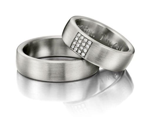 Par de Aliança em Ouro Branco 18k e Diamantes Par de alianças AC-03 ouro 18k diamantes 6mm da Maxíme Oro