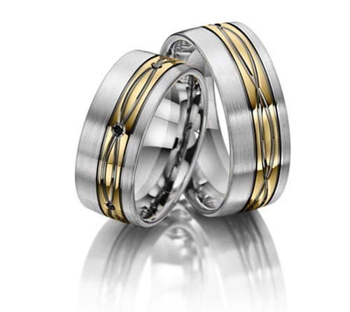 Par de Aliança em Ouro Branco 18k Par de alianças AC-08 ouro 18k 6mm da Maxíme Oro