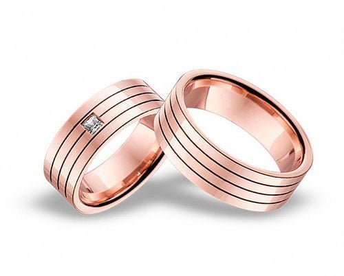 Par de alianças AC-64 ouro 18k diamantes 6mm da Maxíme Oro