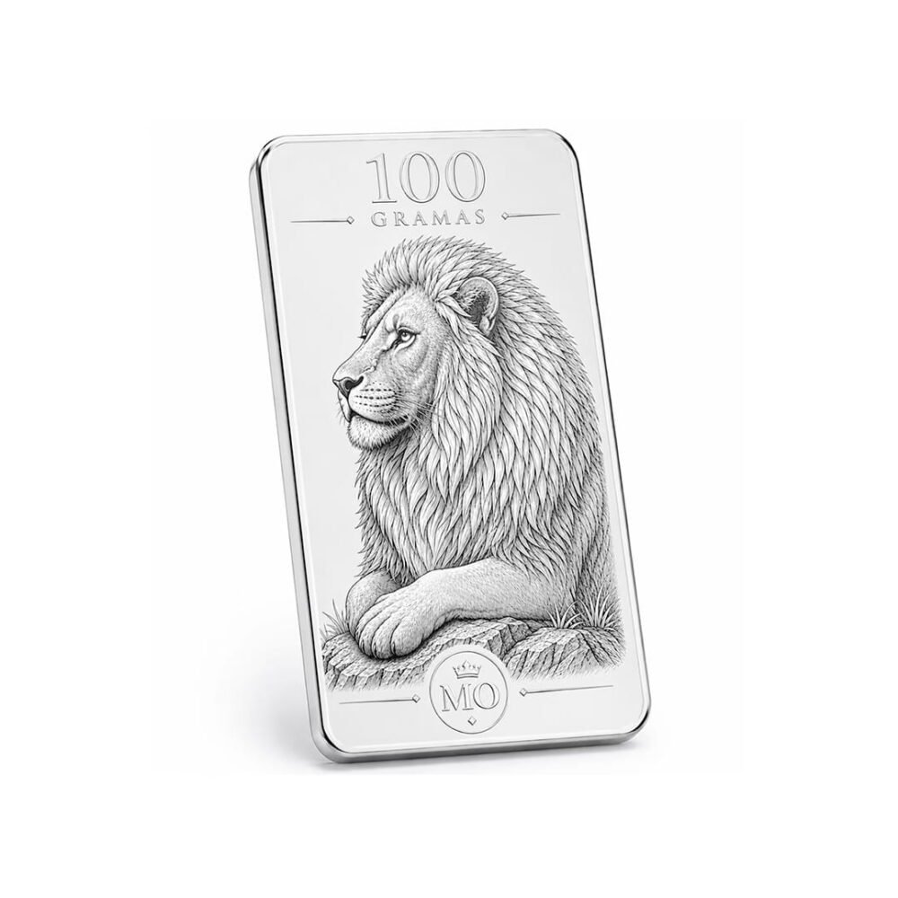 Barra Personalizada Leão de Prata Pura 100g (Ag999)