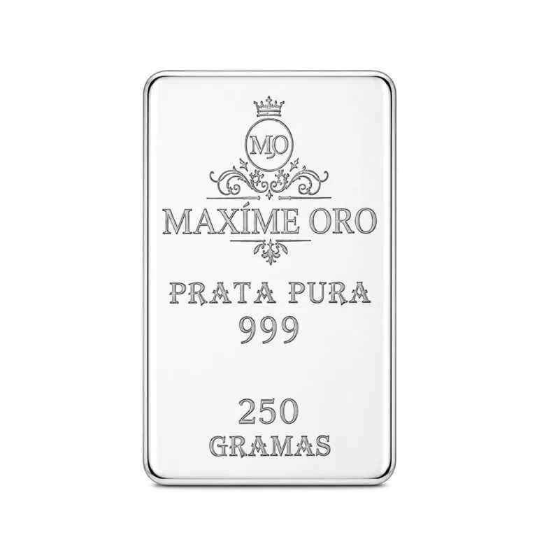 Barra de Prata Pura 250g (Ag999) Certificada e Lacrada | Maxíme Oro